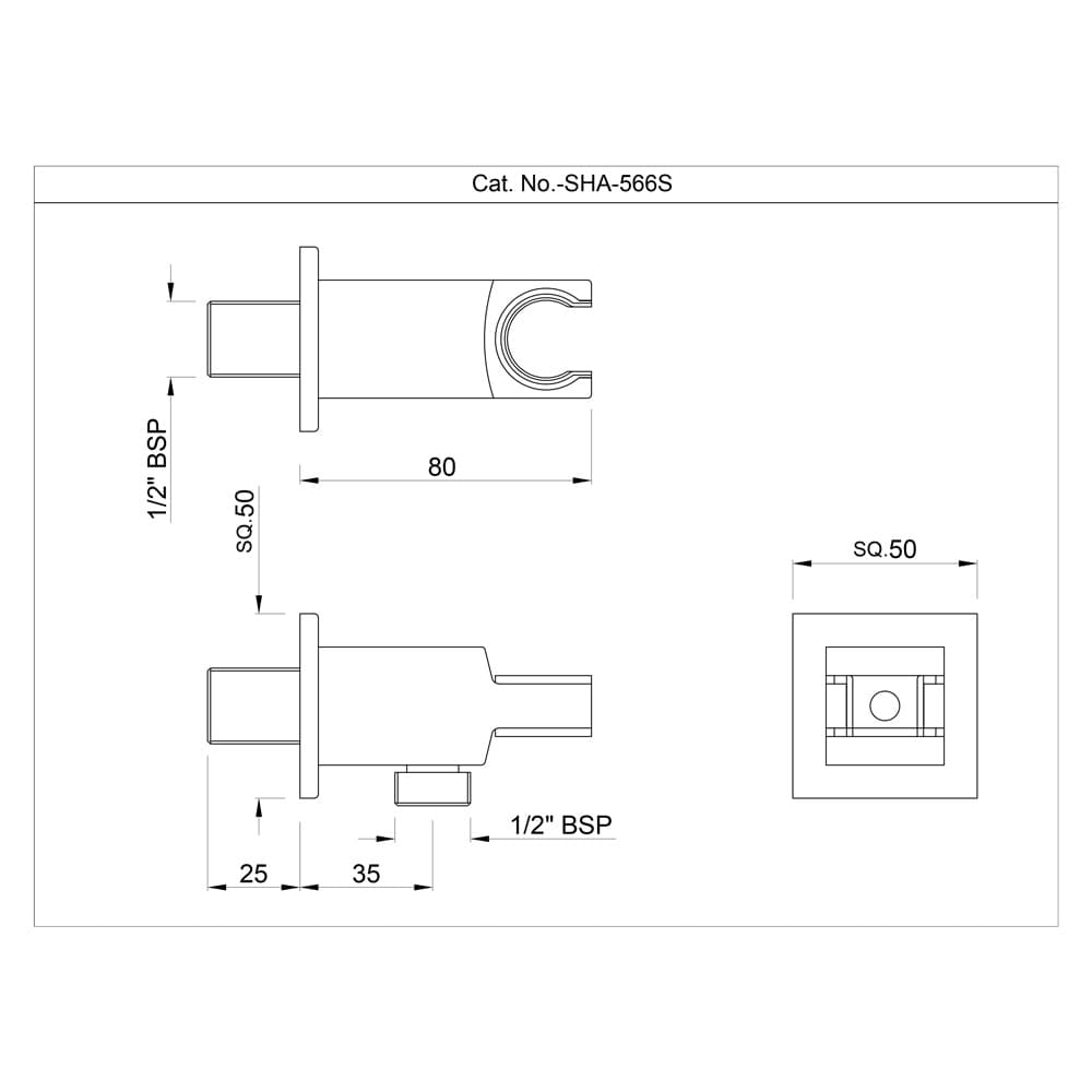 Jaquar Wall Outlet with Square Shape Shower Hook, SHA-CHR-566S - View 2