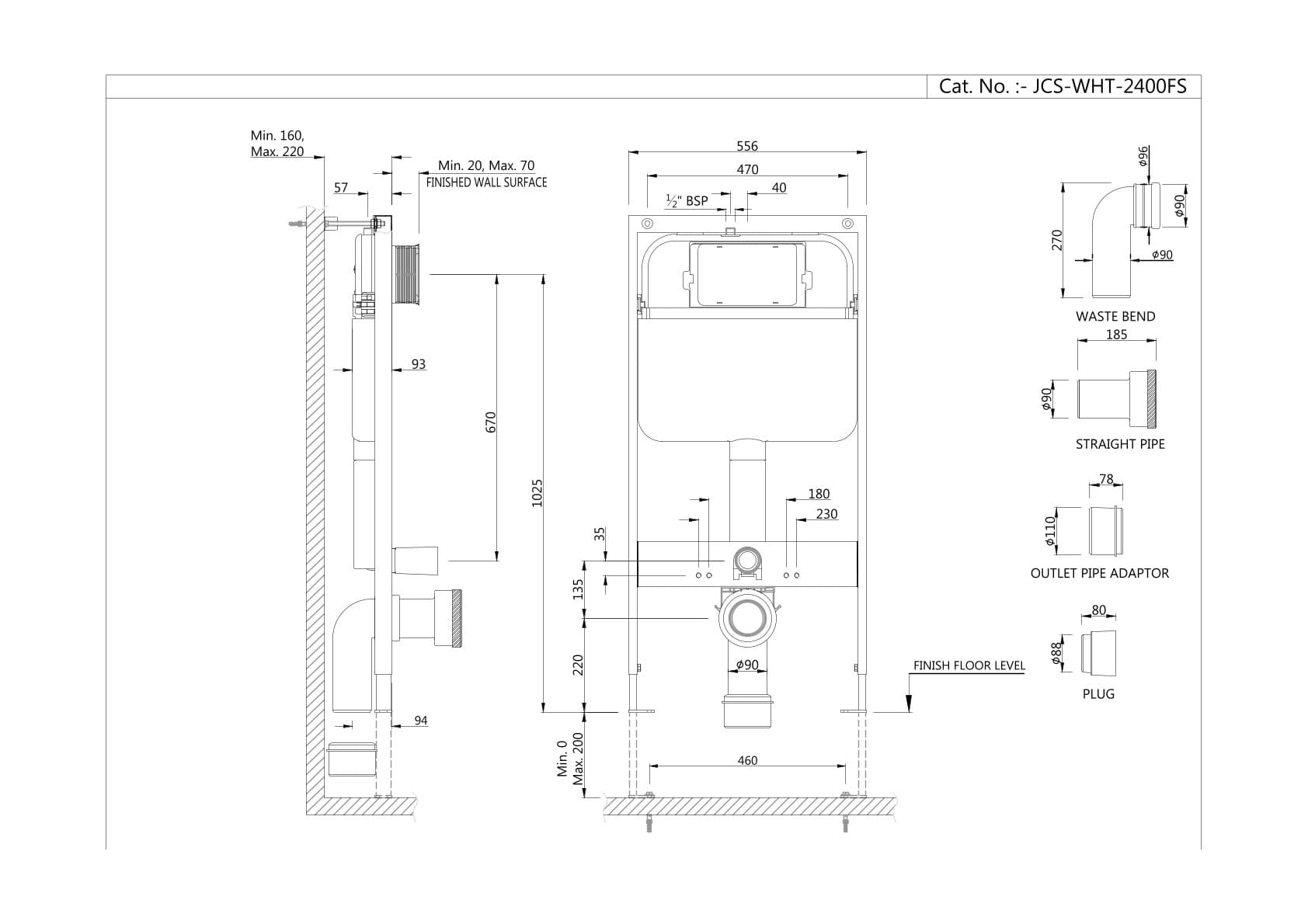 Jaquar Single Piece Slim Concealed Cistern - View 3