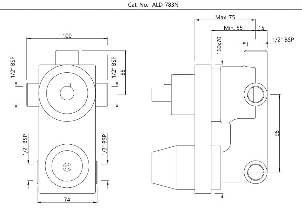 Jaquar Allied Aquamax Concealed Body of Single Lever Shower Mixer with 3-way diverter, ALD-CHR-783N - View 2