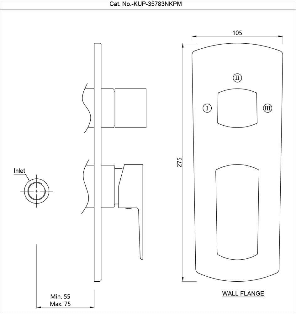 Jaquar Kubix Prime Aquamax Exposed Part Kit of Single Lever Shower Mixer with 3-Way diverter, KUP-CHR-35783NKPM - View 2