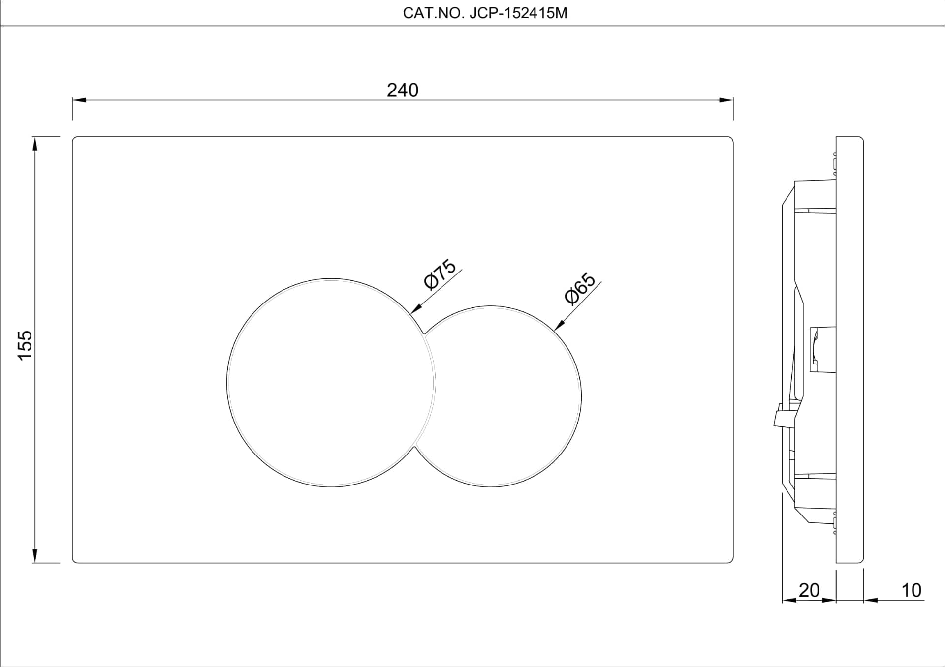 Jaquar Concealed Cistern Control Flush Plate - View 2
