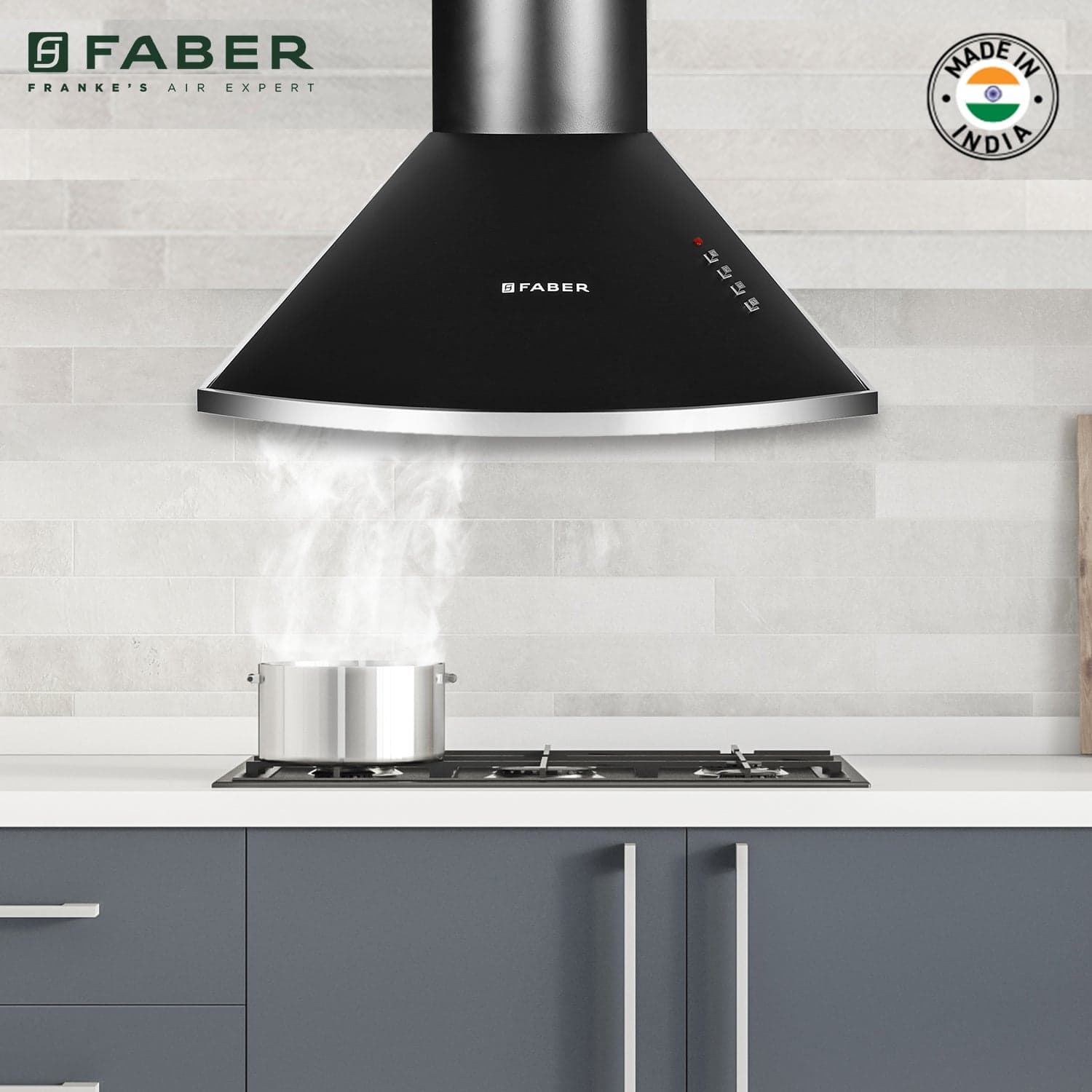 Faber Hood Class Pro 60cm Matte Black Wall Mounted Pyramid Chimney - View 3
