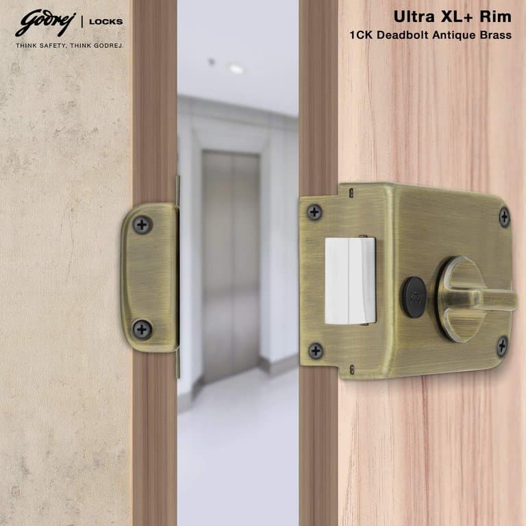 Godrej 2341 Antique Brass Finish Single Shaft 1CK Deadbolt lock - View 2