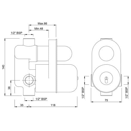 Jaquar Concealed Body for Single Lever Diverter - View 2