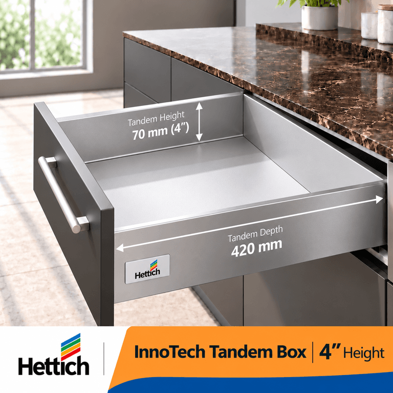 Hettich InnoTech Tandem Box, Silver, 30Kg, Full Set