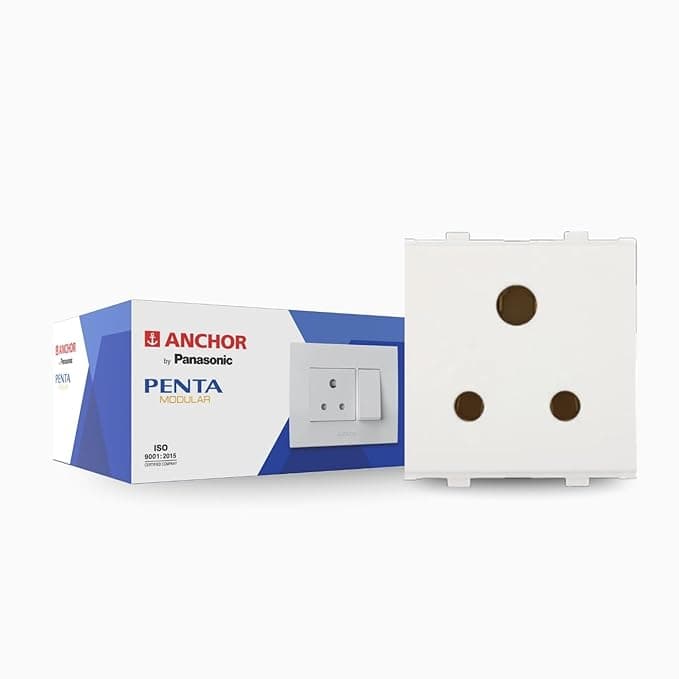 Anchor by Panasonic Penta Modular 2M 6A 3 Pin Round Socket Without Shutter