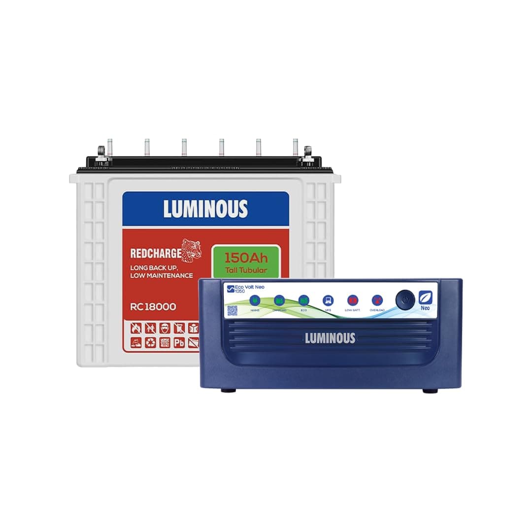 Luminous Eco Volt Neo 1050 Pure Sine Wave Inverter with RC18000 150 Ah Tubular Battery Combo