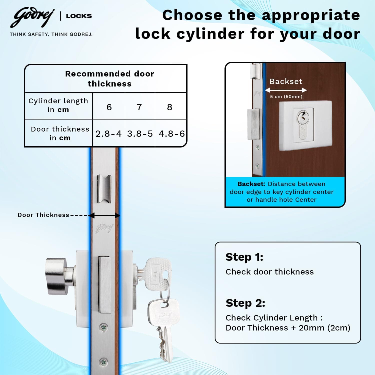 Godrej 5476 Satin Steel Finish Matte Cylinder-1CK 60mm - View 4