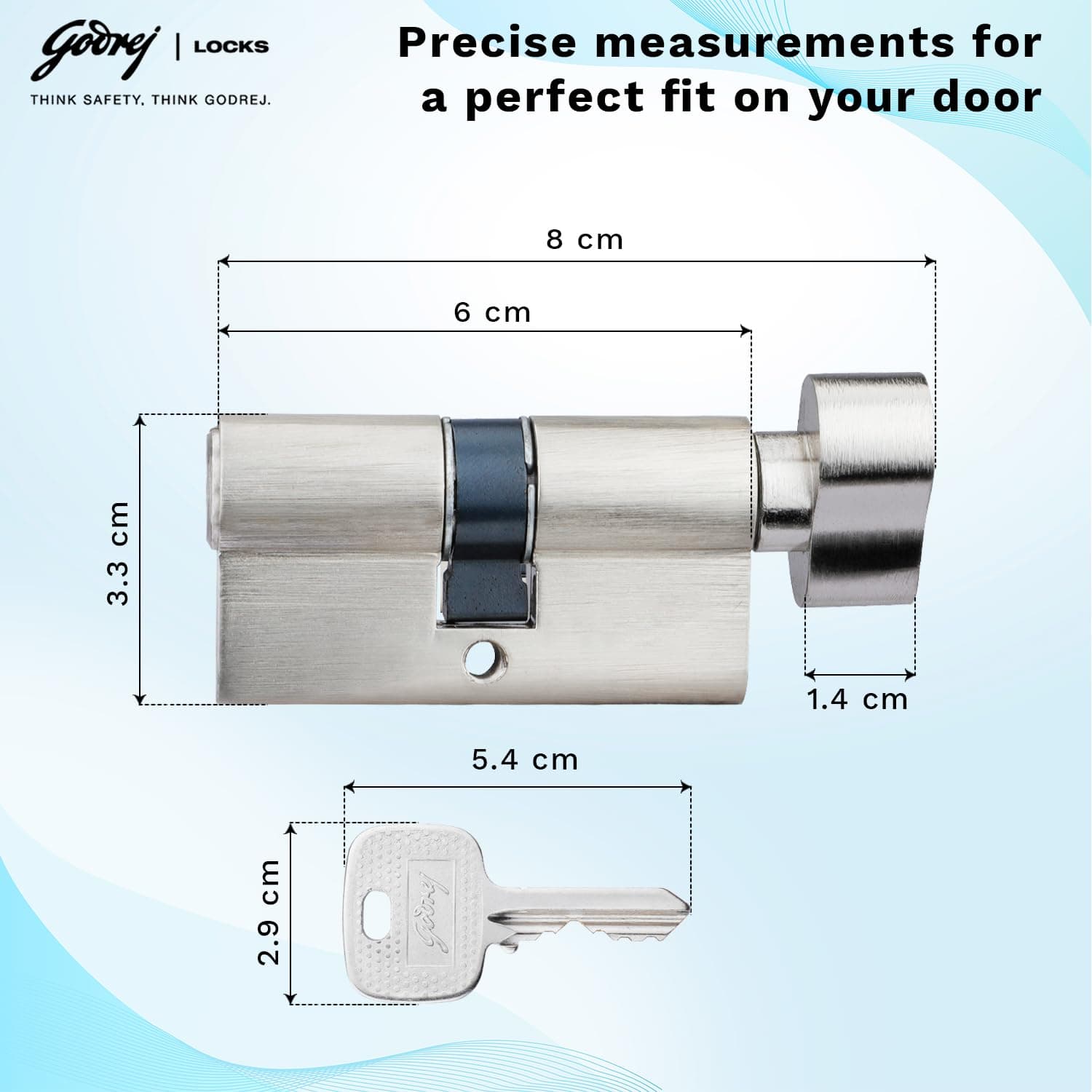 Godrej 5476 Satin Steel Finish Matte Cylinder-1CK 60mm - View 5