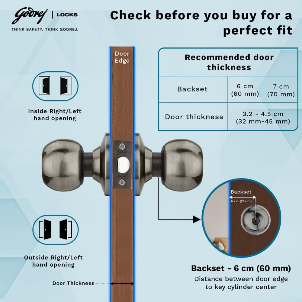 Godrej 5806 Antique Cylindrical Knob Lock w/o Key - View 5