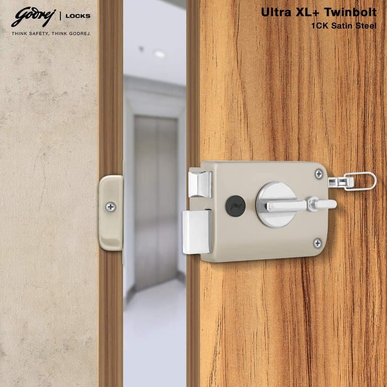 Godrej 6084 Satin Nickel Finish Twinbolt Ultra XL+1CK Latch bolt Lock - View 2