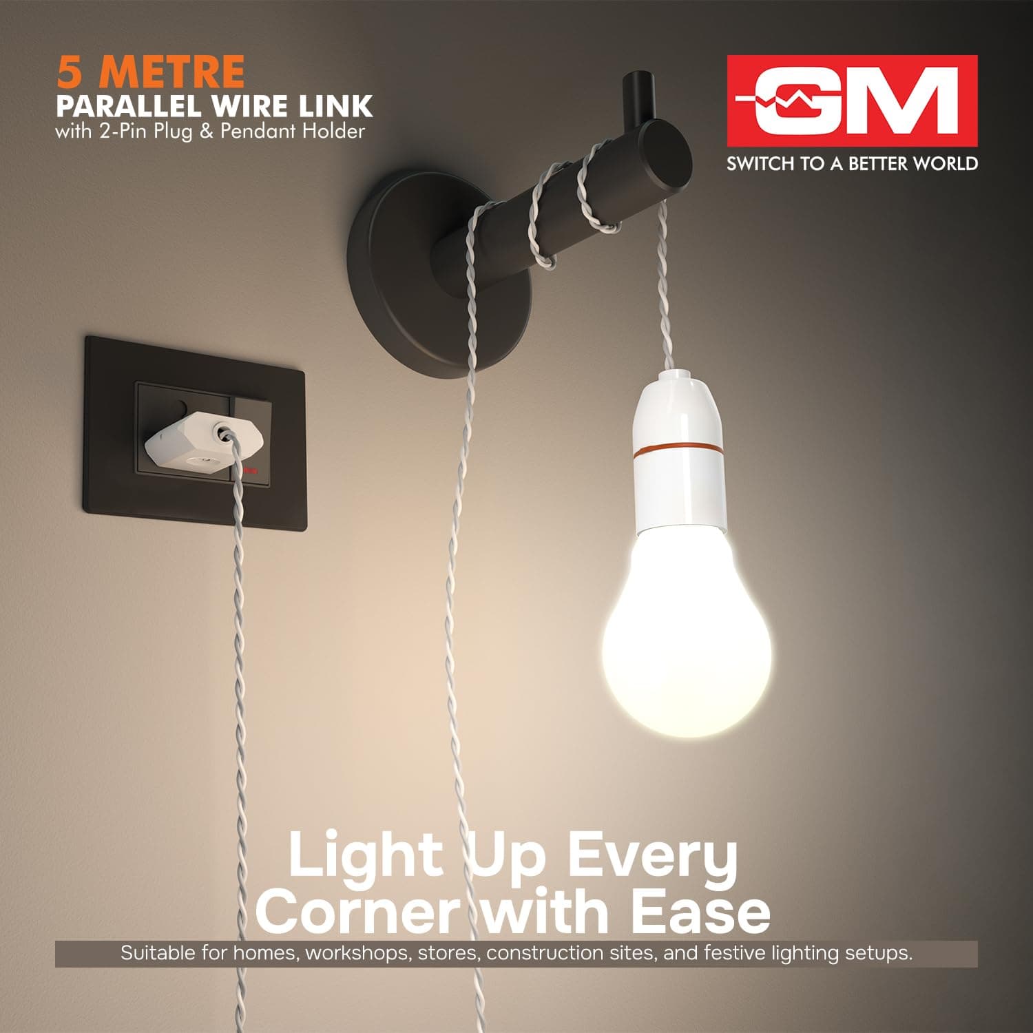 GM G-Magic 5m Parallel Wire Link with 2-Pin Plug & Pendant Holder - View 2