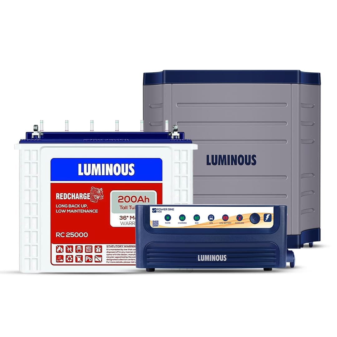 Luminous Power Sine 1100 Pure Sine Wave Inverter with RC25000 Tall Tubular Battery & Trolley Combo