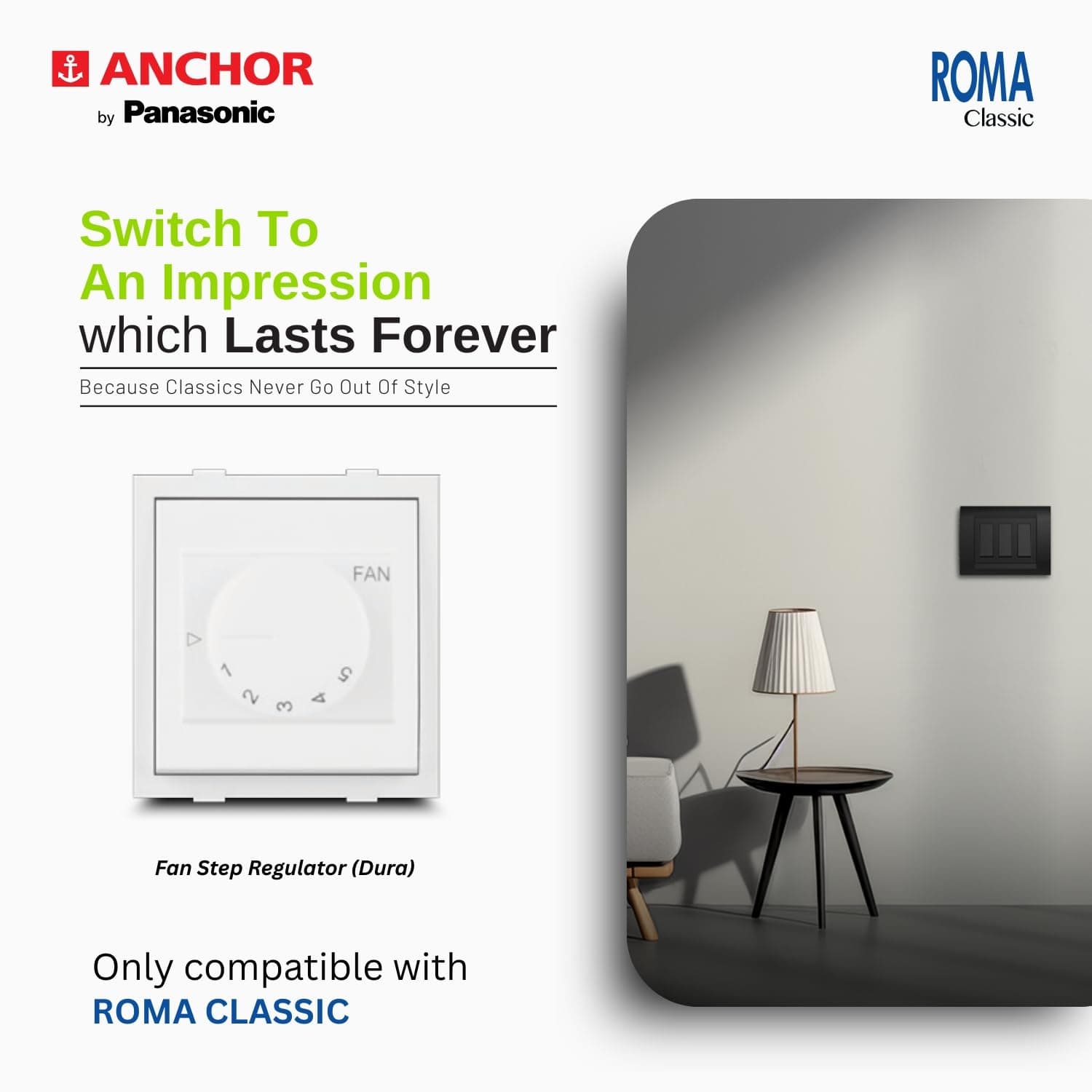 Anchor by Panasonic Roma Classic 5 Step High Speed Fan Regulator - View 4
