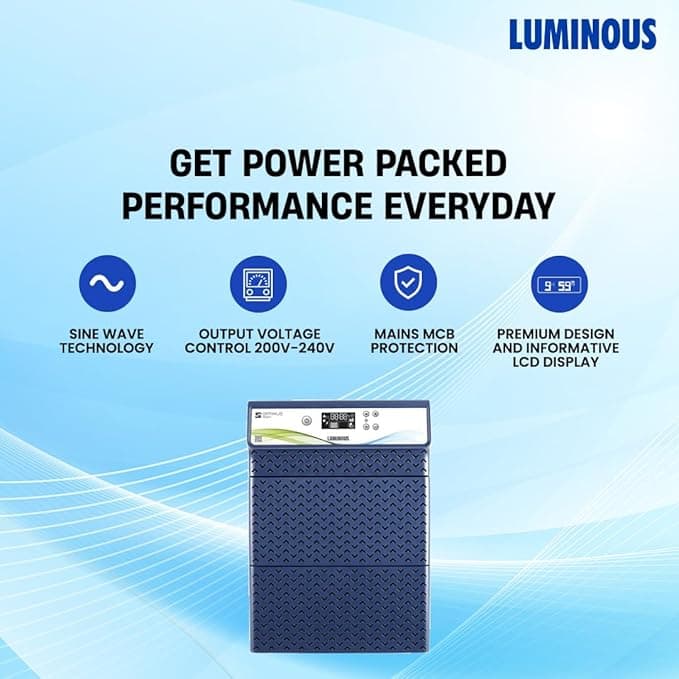 Luminous Optimus 4500+ Pure Sine Wave Inveter with Four RC25000 Pro 200Ah Tubular Inverter Battery Combo - View 3