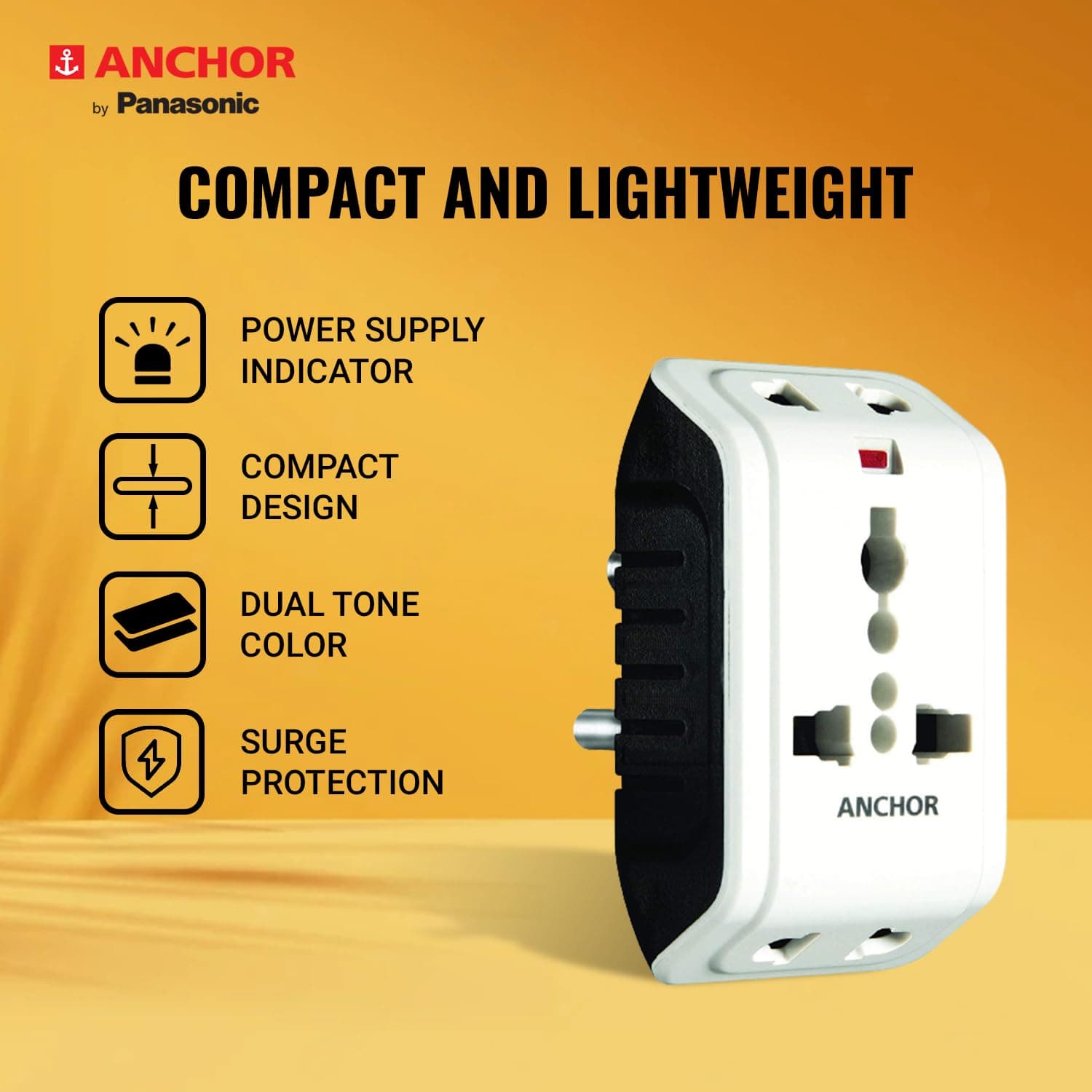 Anchor by Panasonic 6A 3 Pin Multi Plug Socket Travel Adapter with Universal Socket - View 4