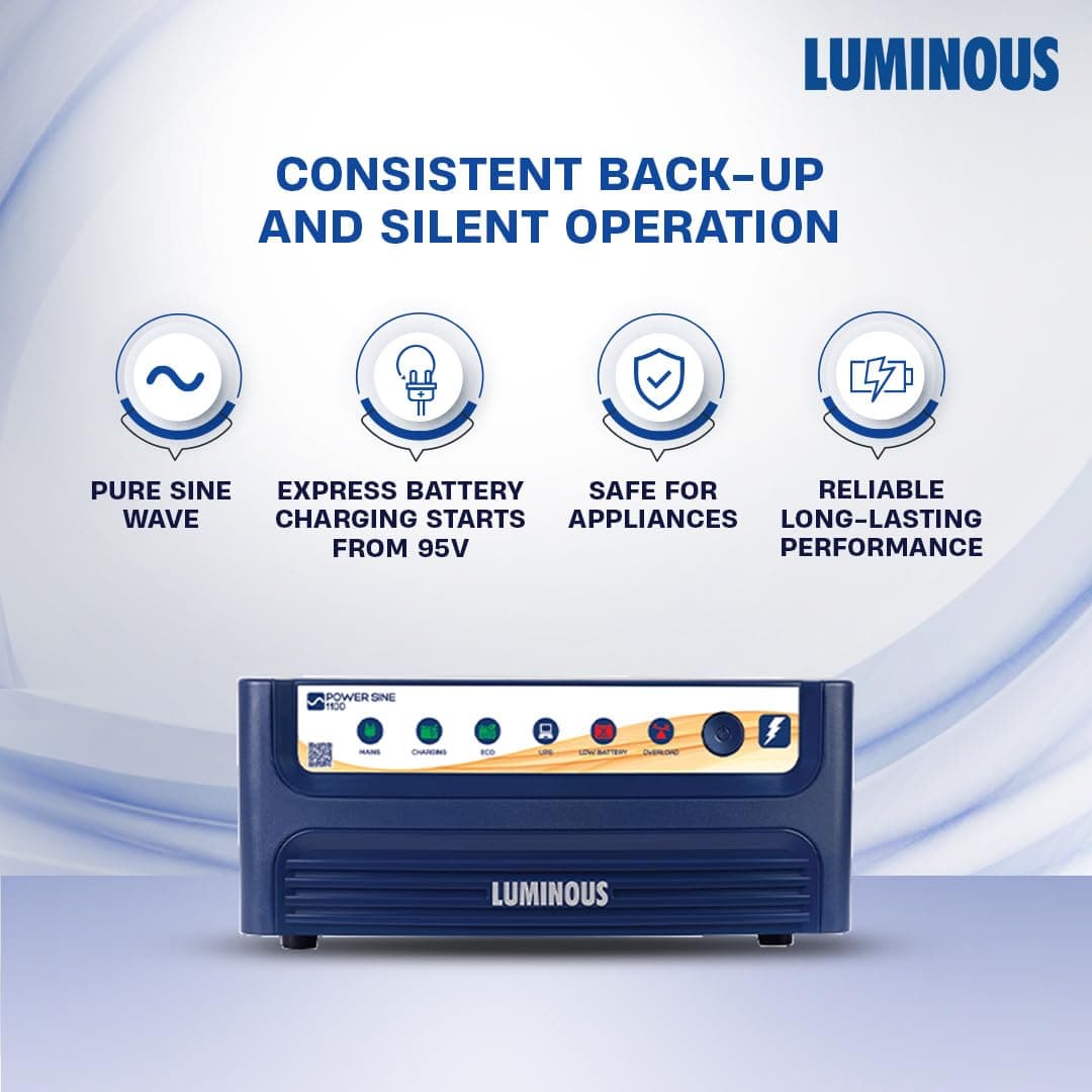 Luminous Power Sine 1100 Pure Sine Wave Inverter with RC25000 Tall Tubular Battery Combo - View 2