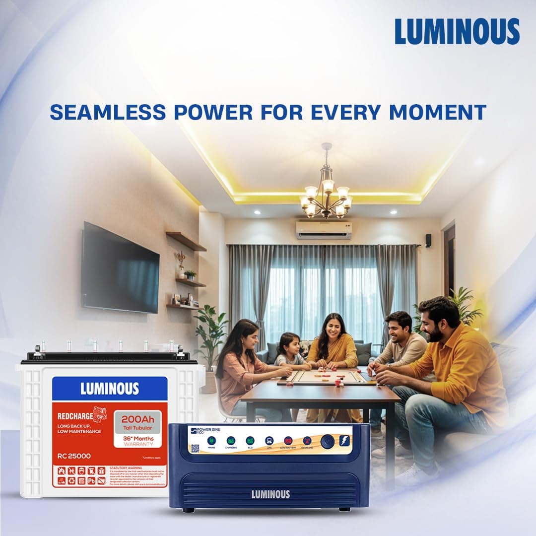 Luminous Power Sine 1100 Pure Sine Wave Inverter with RC25000 Tall Tubular Battery Combo - View 4