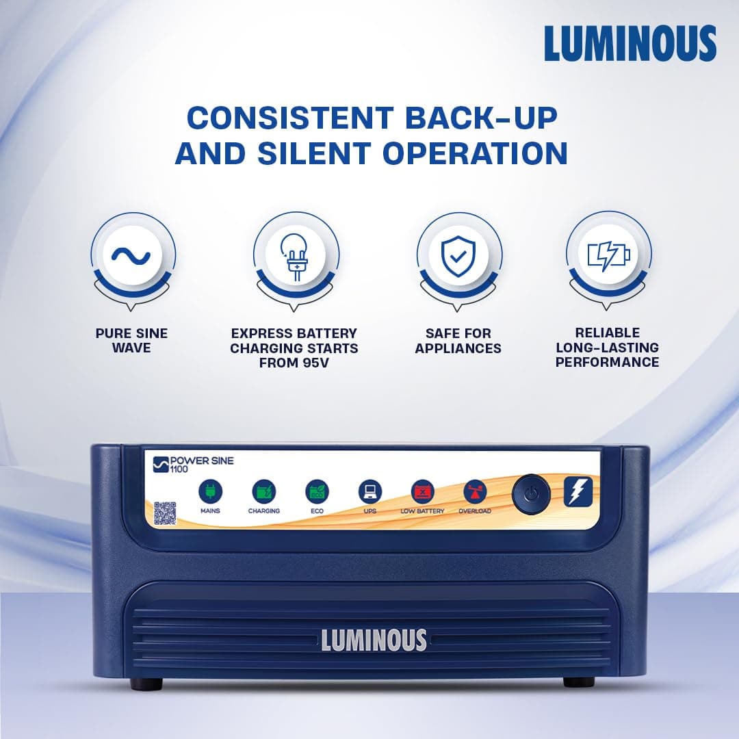 Luminous Power Sine 1100 Pure Sine Wave Inverter with RC25000 Tall Tubular Battery & Trolley Combo - View 2