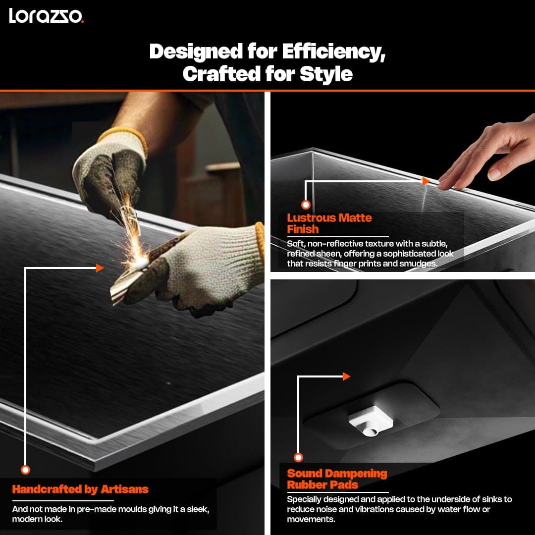 Lorazzo Lustr Kitchen Sink, Silver - View 5