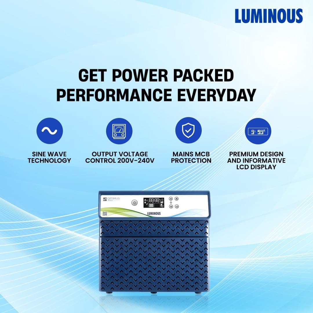 Luminous Optimus 4500+ Pure Sine Wave Inveter with Four RC18000 Pro 150 Ah Tubular Inverter Battery Combo - View 2