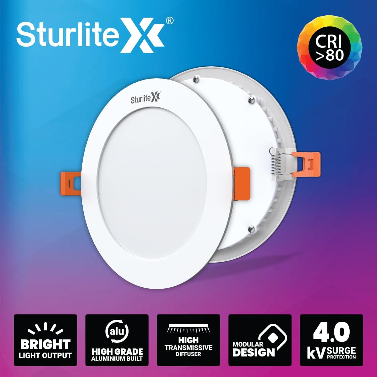 Sturlite Eco LYF 15W Round LED Slim Downlight, Natural White - View 4