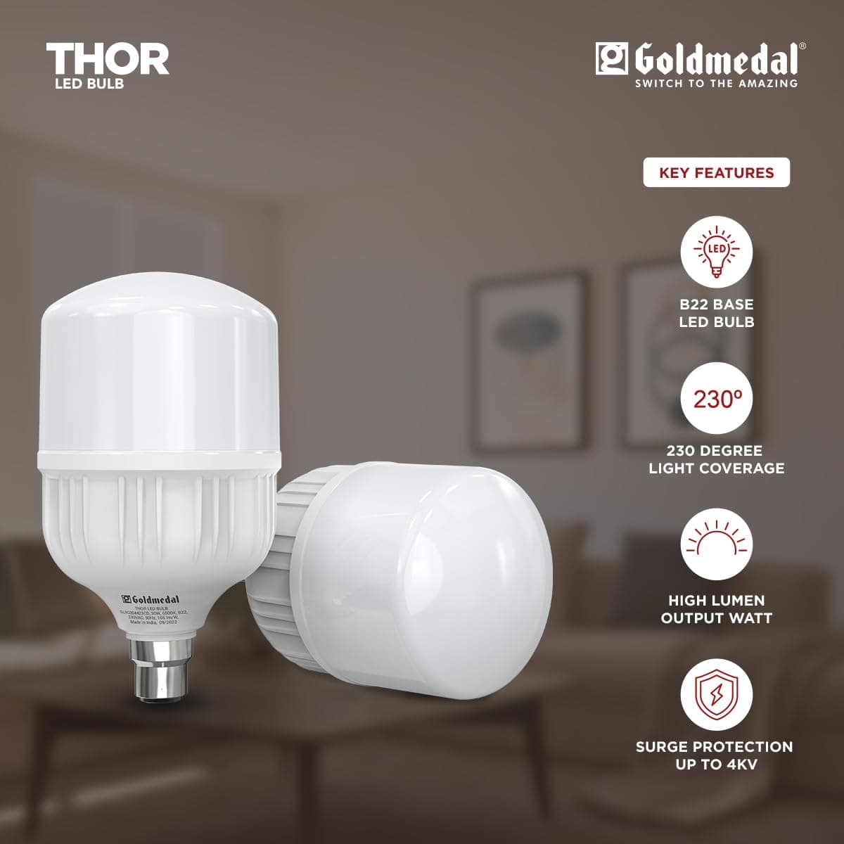 Goldmedal Thor 30W B22 Base LED Bulb - View 2