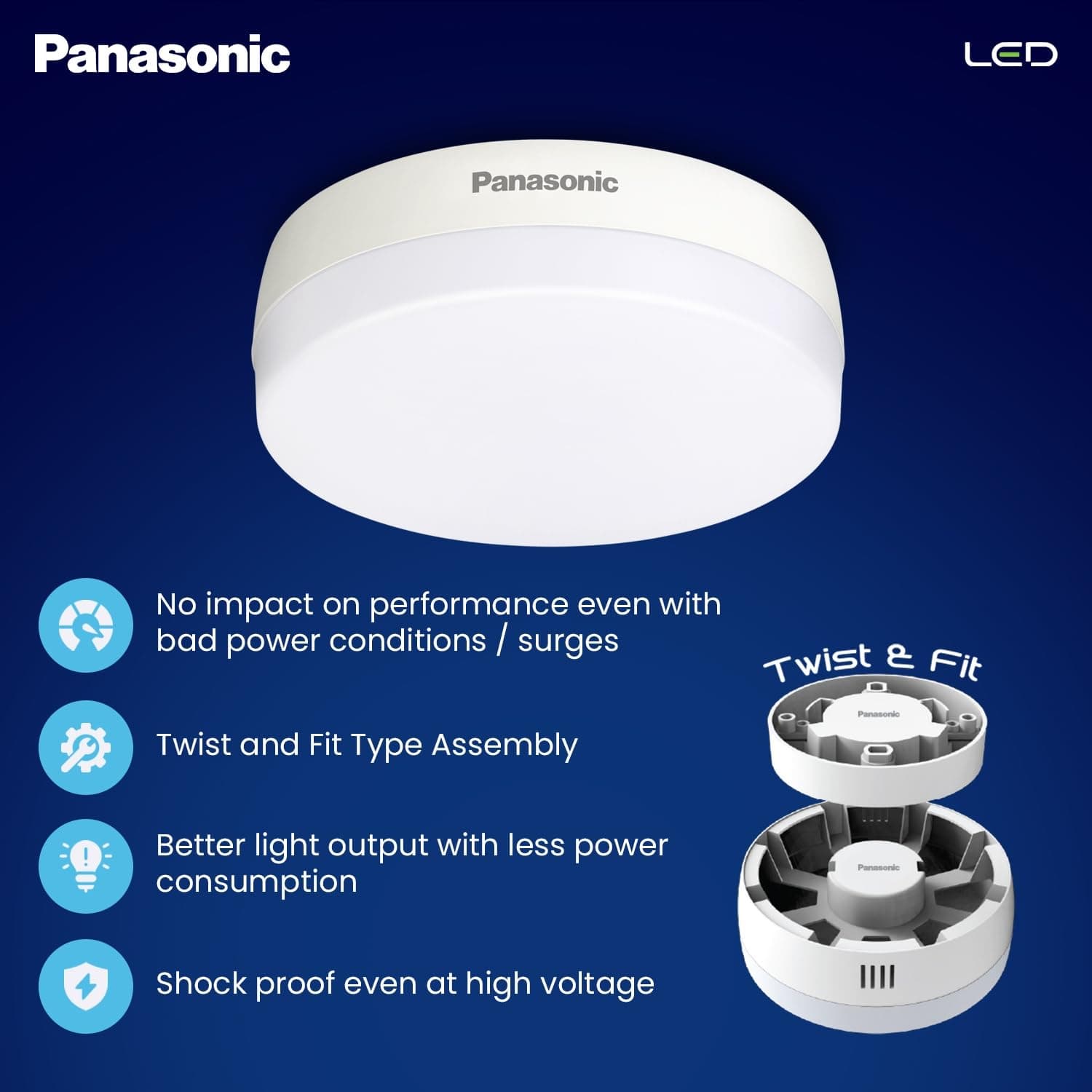 Panasonic Twist & Fit Surface LED Down Light - View 4