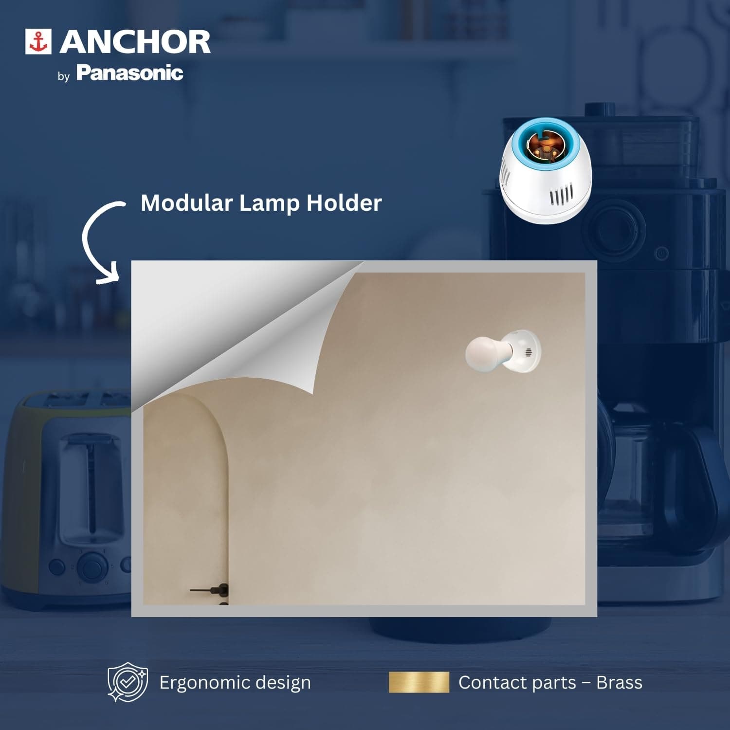Anchor by Panasonic Batten Type Fancy Lamp Holder, White - View 4