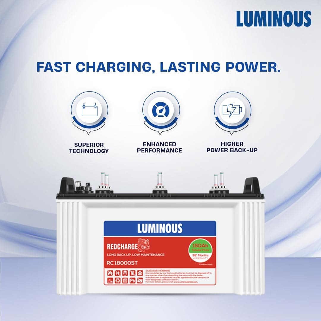 Luminous Power Sine 1100 Pure Sine Wave Inverter with RC18000ST Short Tubular Inverter Battery Combo - View 3