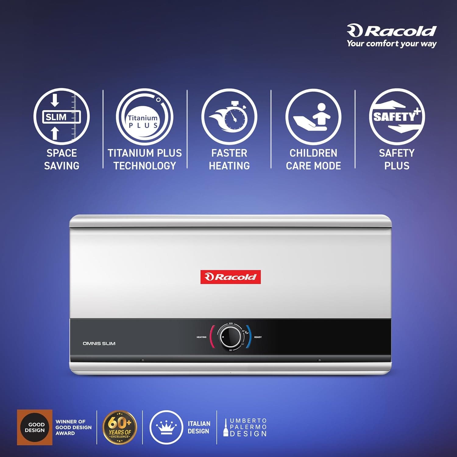 Racold Omnis Slim Electric Storage Geyser - View 3