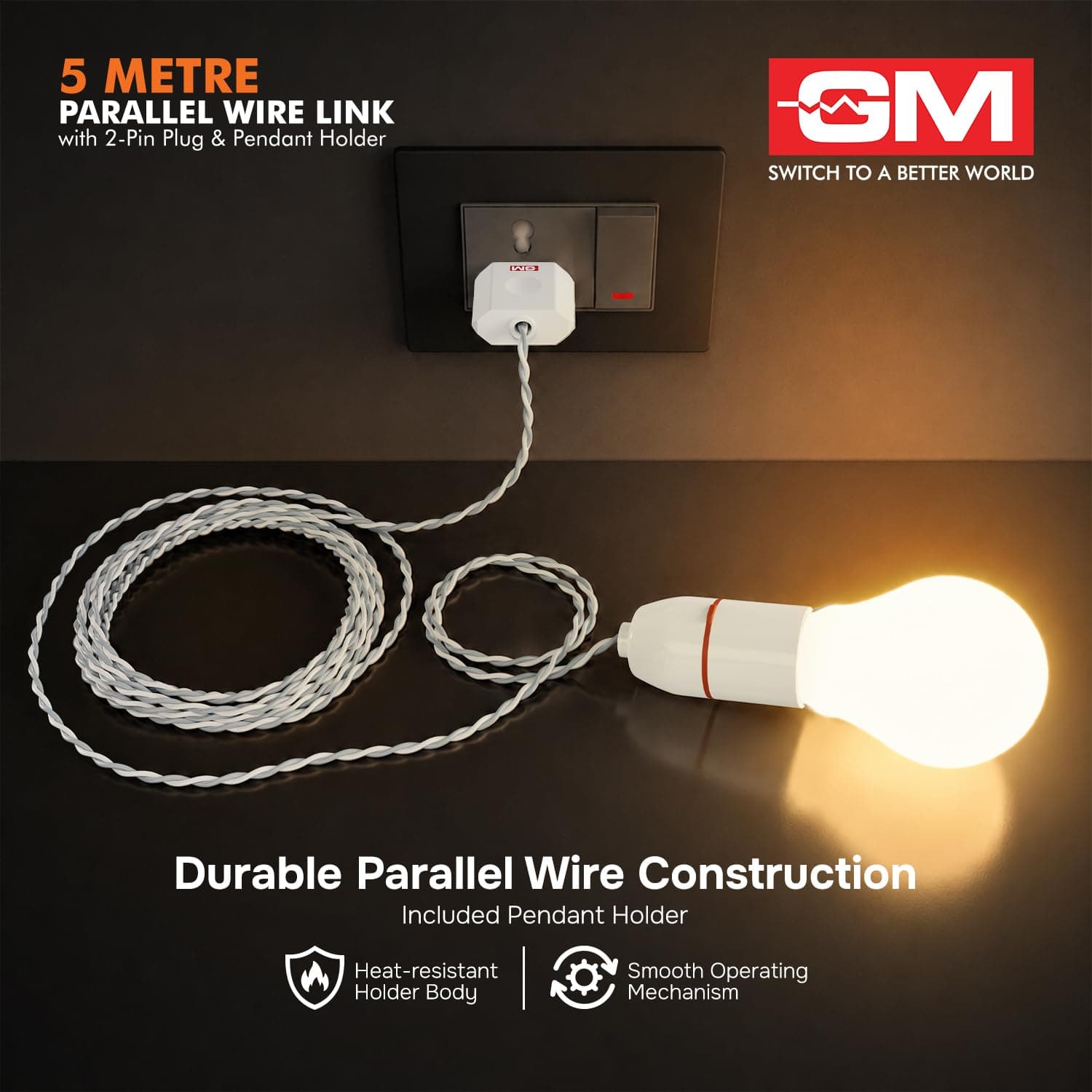 GM G-Magic 5m Parallel Wire Link with 2-Pin Plug & Pendant Holder - View 3