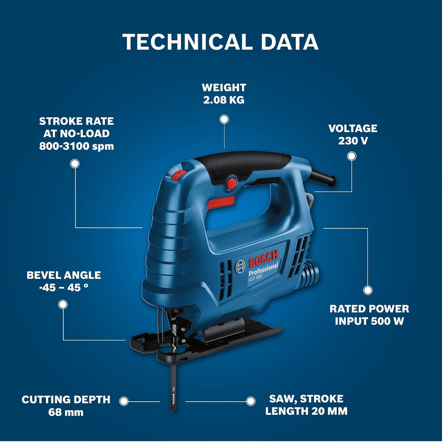 Bosch GST680 500W Corded Electric Jigsaw - View 4