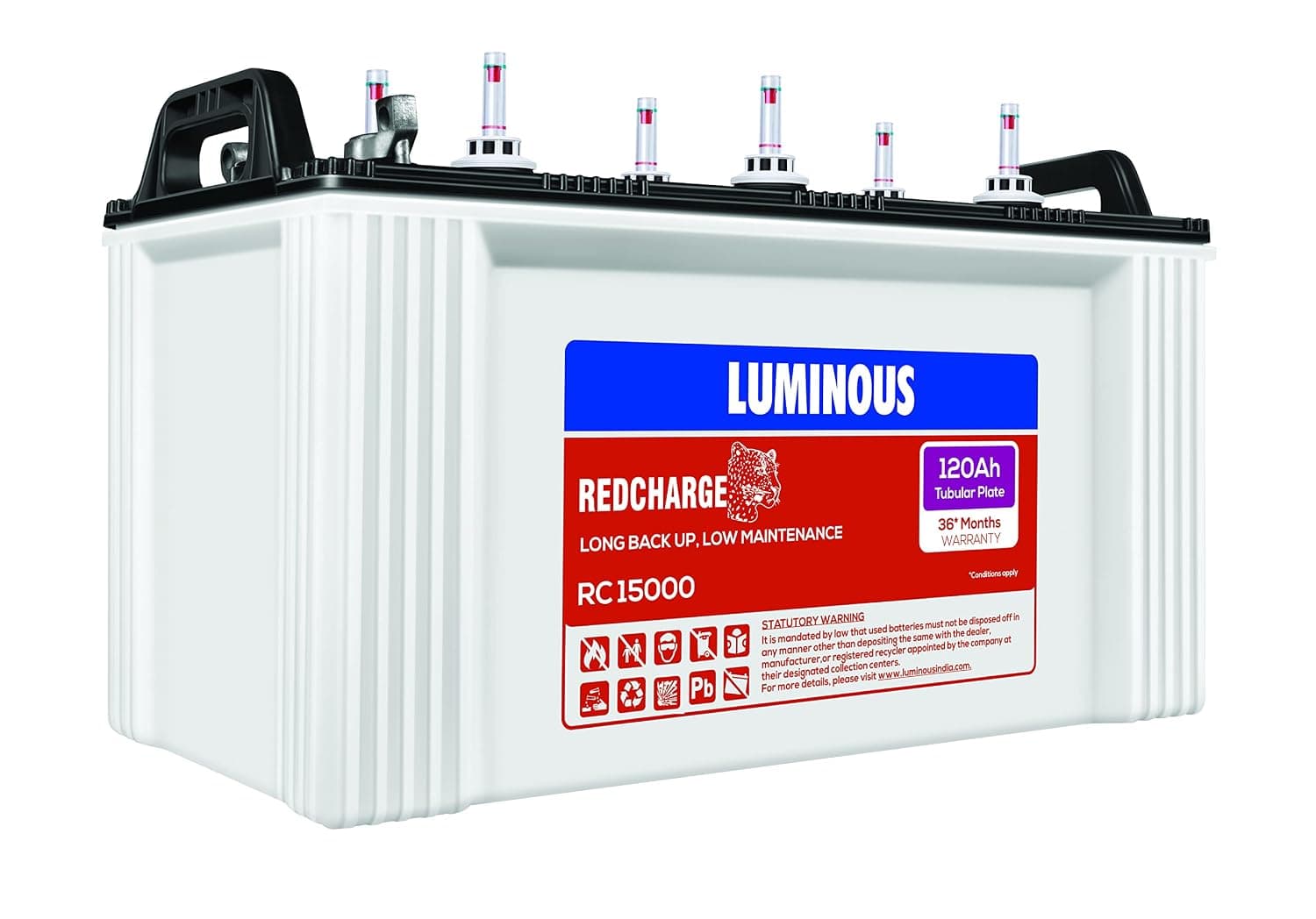 Luminous Optimus 2800+ Pure Sine Wave Inverter with Two RC15000 Tall Tubular Battery Combo - View 2