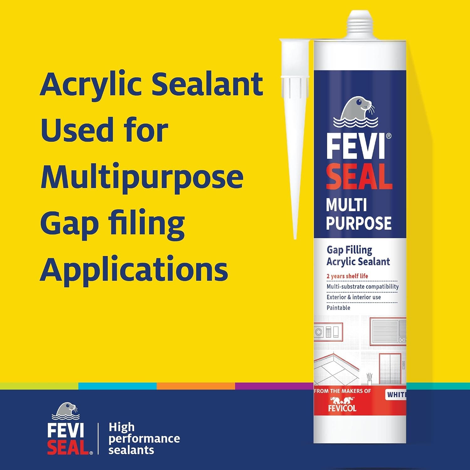 Feviseal Multipurpose Acrylic Sealant, Clear, 280 ml - View 3