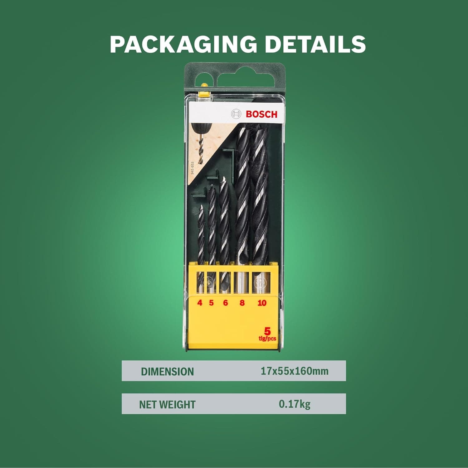 Bosch 5Pcs Wooden Drill Bit Set, 2607019440 - View 2