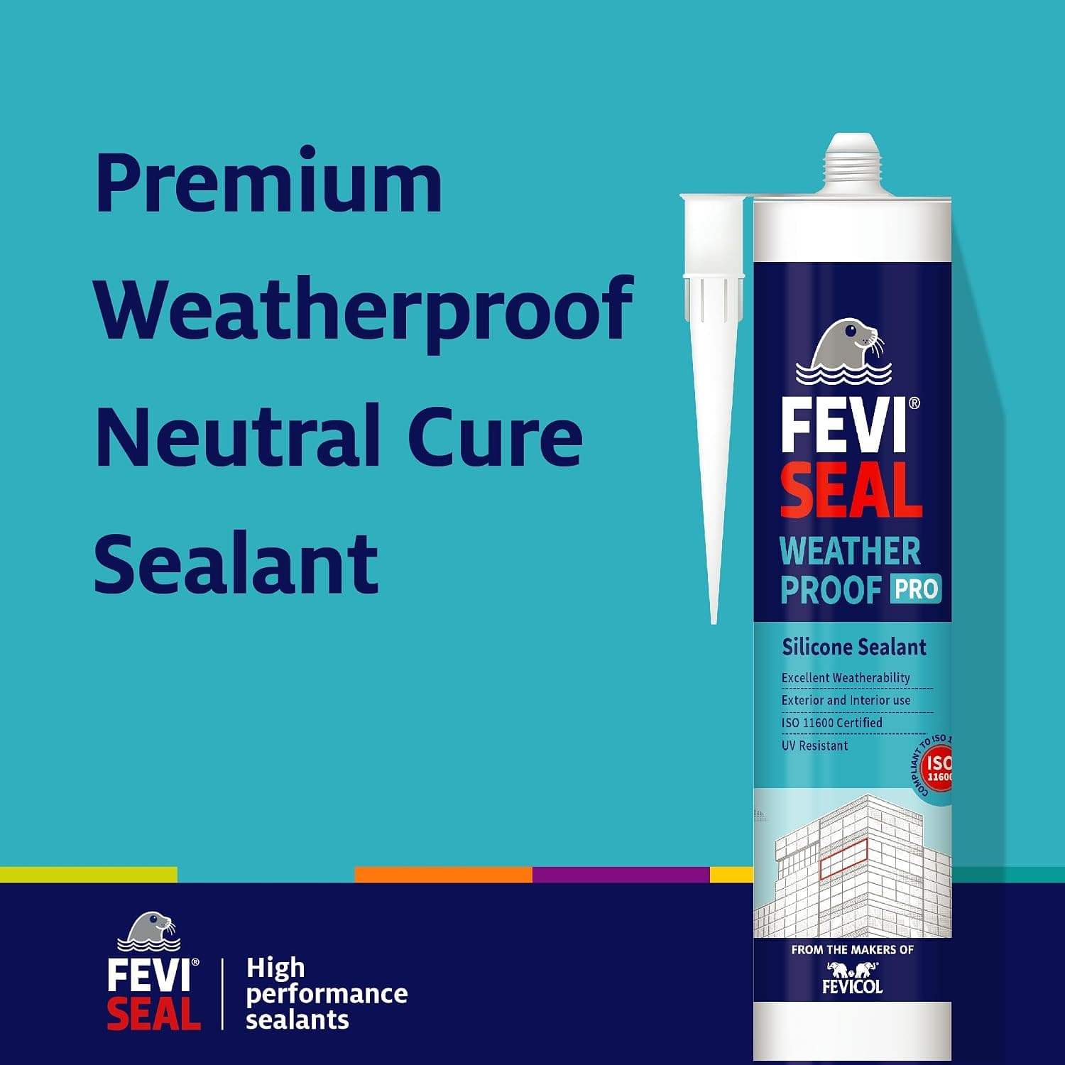 Feviseal Weatherproof Pro Silicon Sealant, Clear, 280ml - View 3