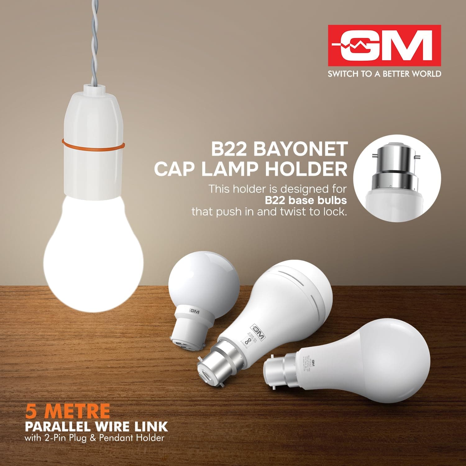 GM G-Magic 5m Parallel Wire Link with 2-Pin Plug & Pendant Holder - View 5