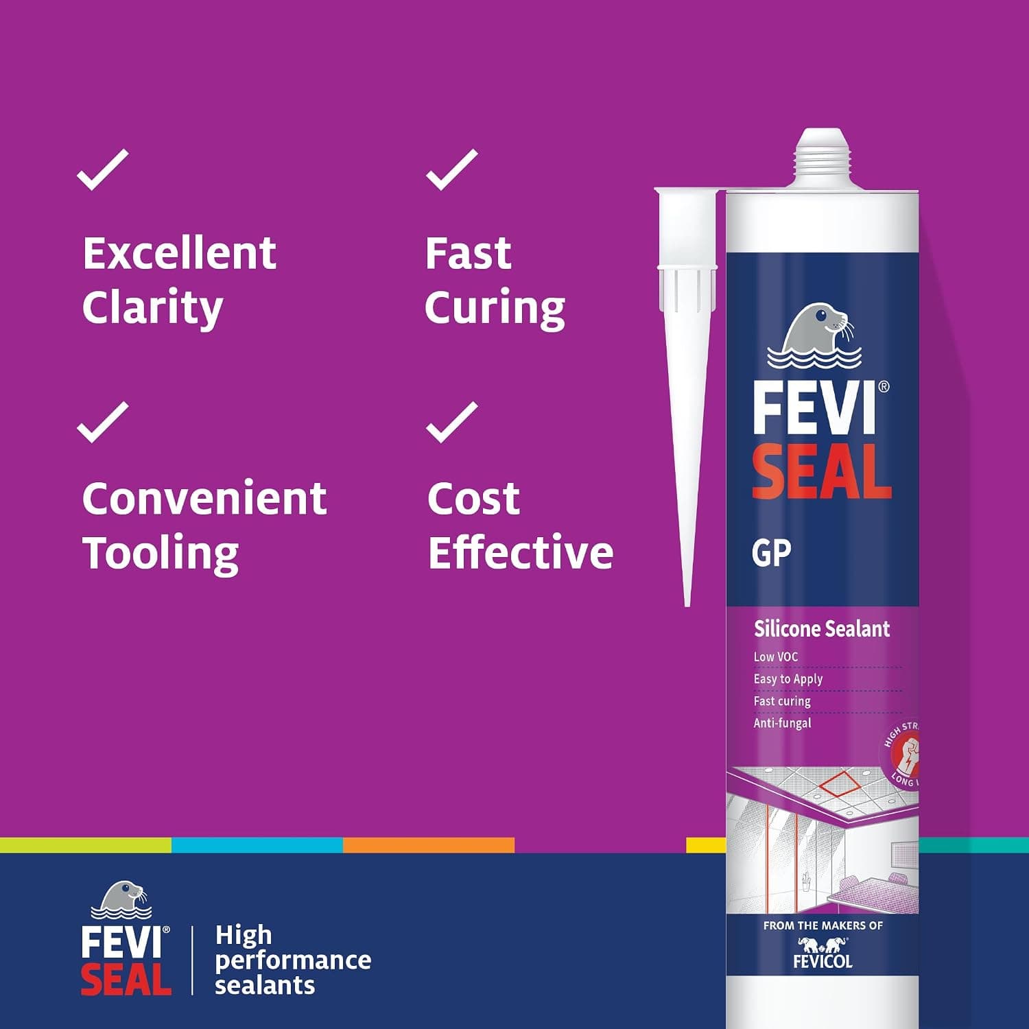 Feviseal GP General Purpose Silicone Sealant, Clear, 260ml IHC - View 4