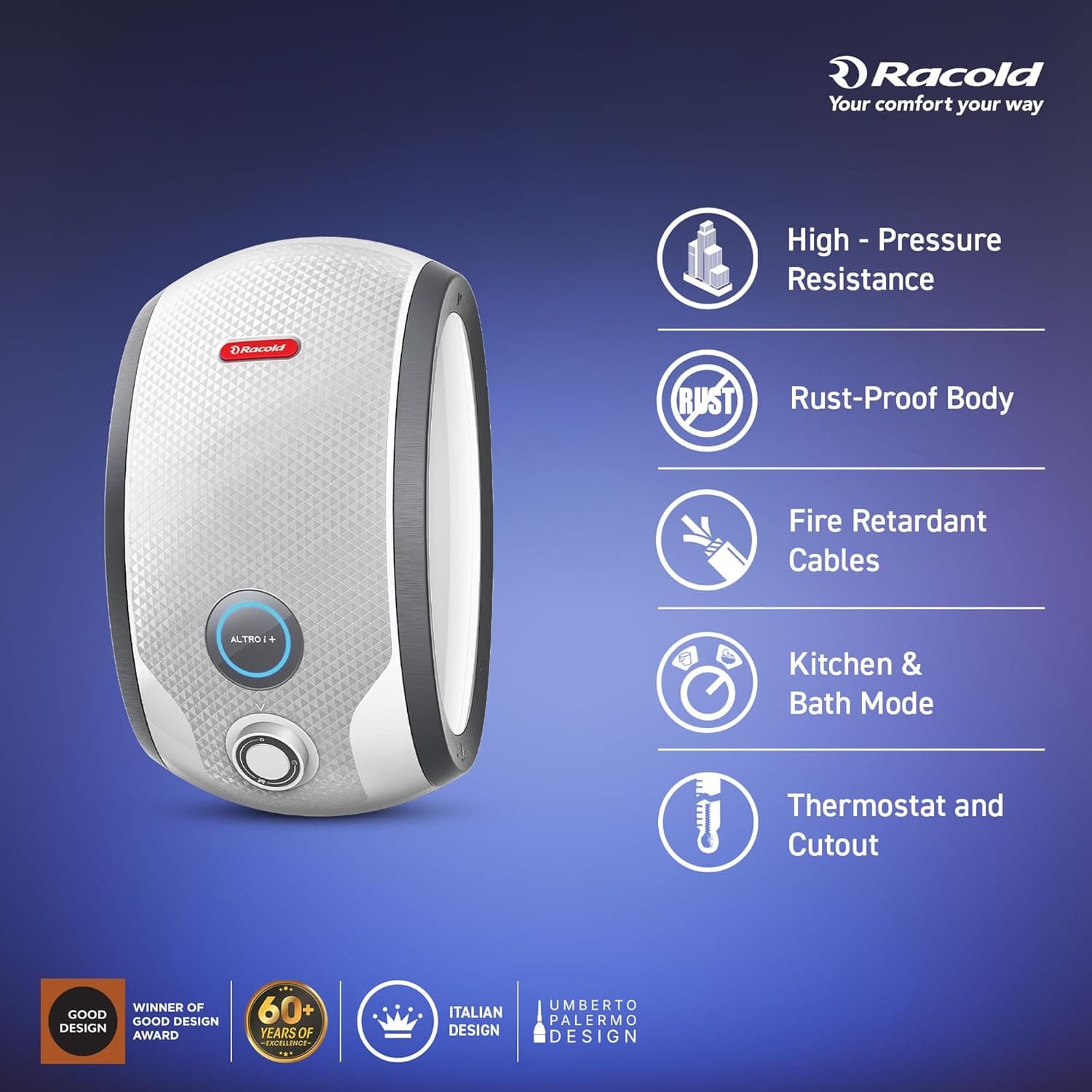 Racold ALTROì+ Vertical Electric Instant Geyser, 3KW - View 3