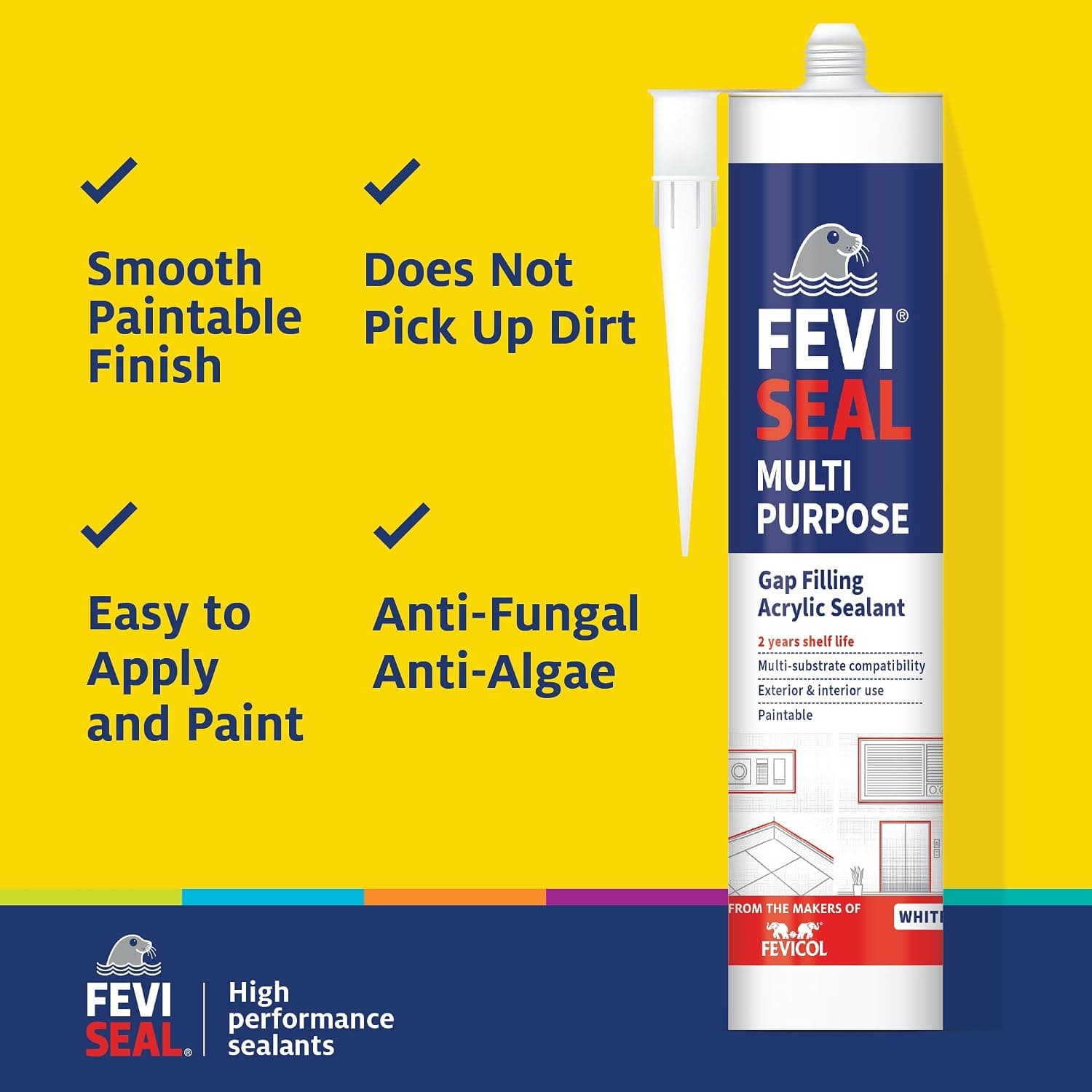 Feviseal Multipurpose Acrylic Sealant, Clear, 280 ml - View 4