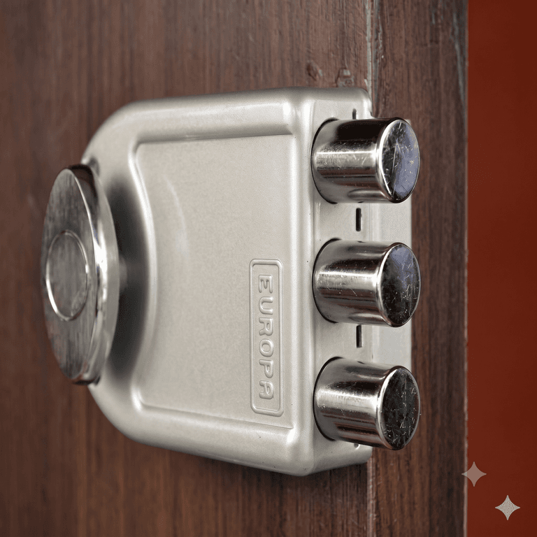 Europa 8113NS Satin Finish Tribolt 1CK with Latch Rimlock - View 4