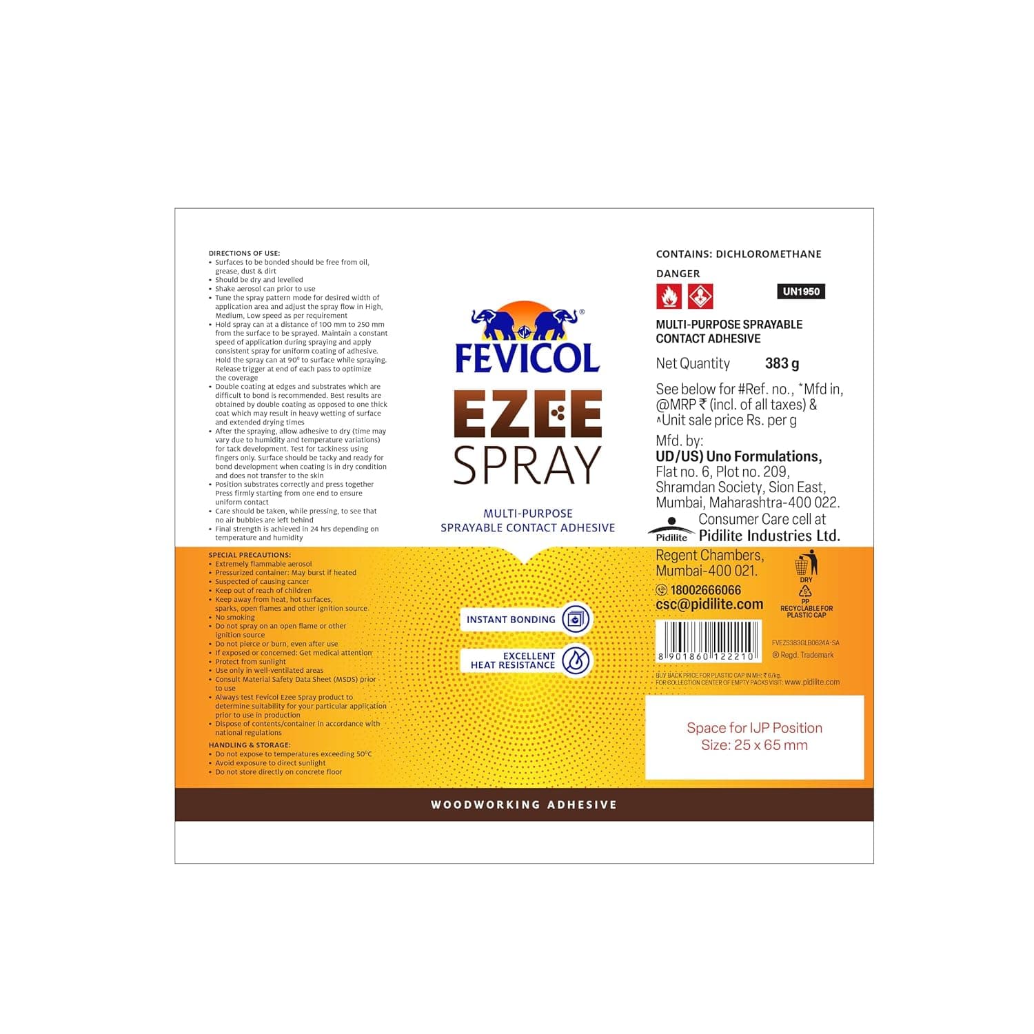 Fevicol Ezee Spray Multi-purpose Sprayable Contact Adhesive, 383g - View 2