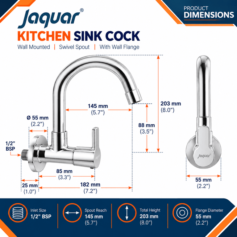 Jaquar Aria Wall Mounted Sink Cock - View 2