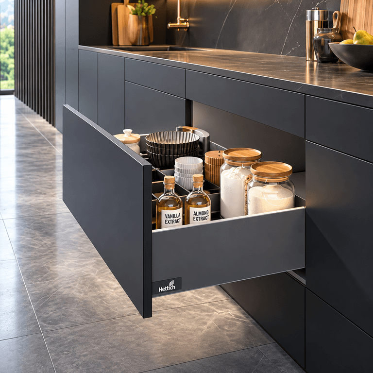 Hettich AvanTech Tandem Box Anthracite, 500mm, 30Kg, Full Set - View 4