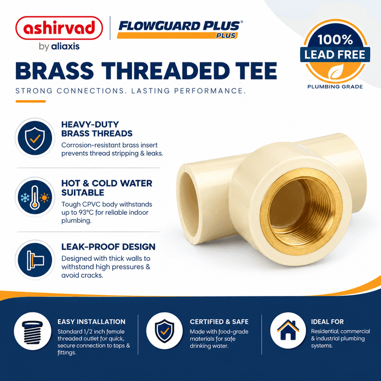 Ashirvad Flowguard Plus CPVC Brass Tee - View 2