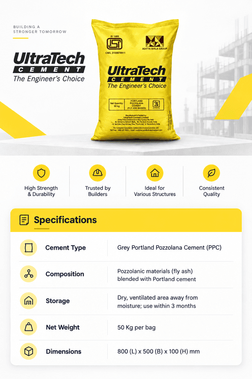 Ultratech PPC Cement Bag, 50 Kg - View 4