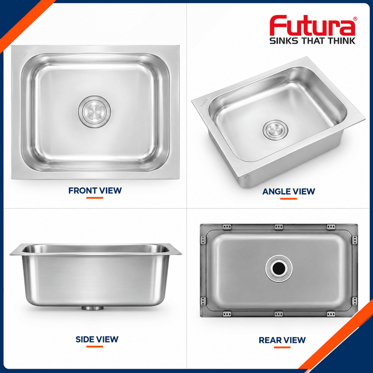 Futura Dura Single Bowl Square Sink- DURA - View 3