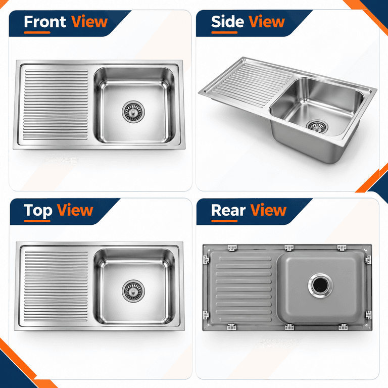 Futura Dura Single Bowl with Drain Board Sink, DURA 36x19 inch - View 2