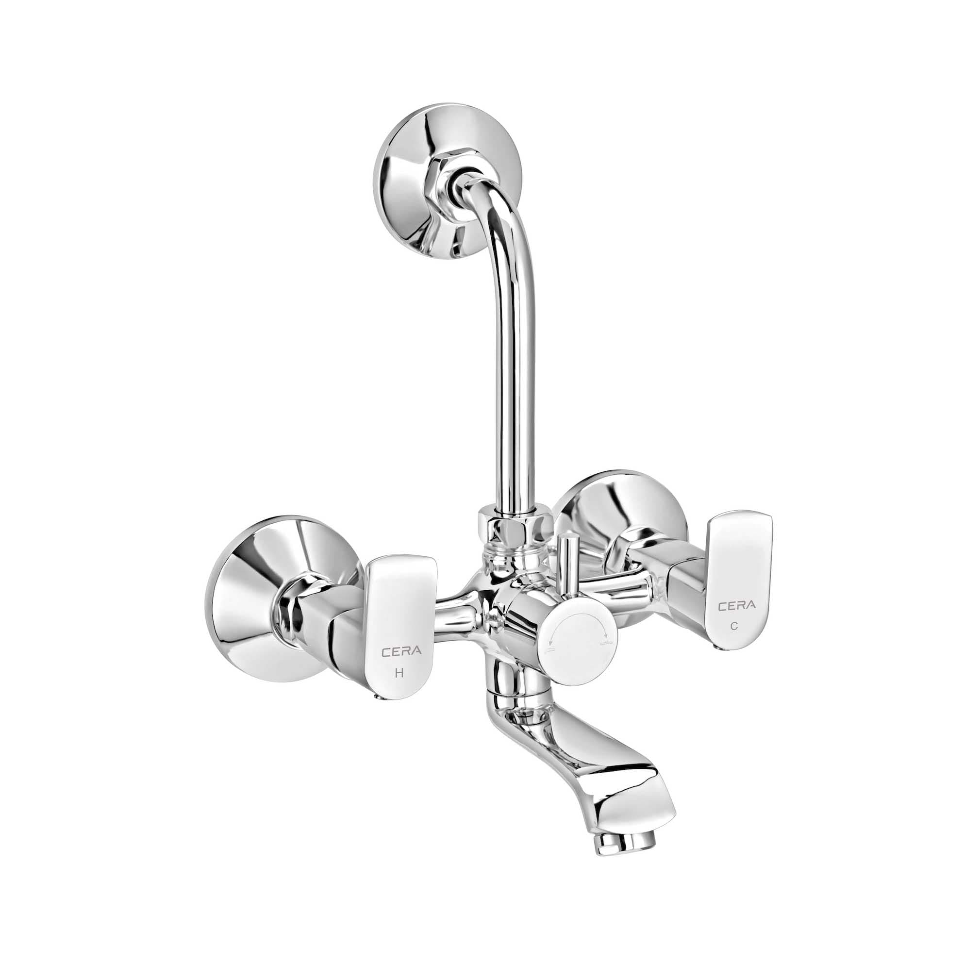 CERA Chromo Chrome Finish Wall Mixer with Long Bend Pipe for Overhead Shower, F1019401CH
